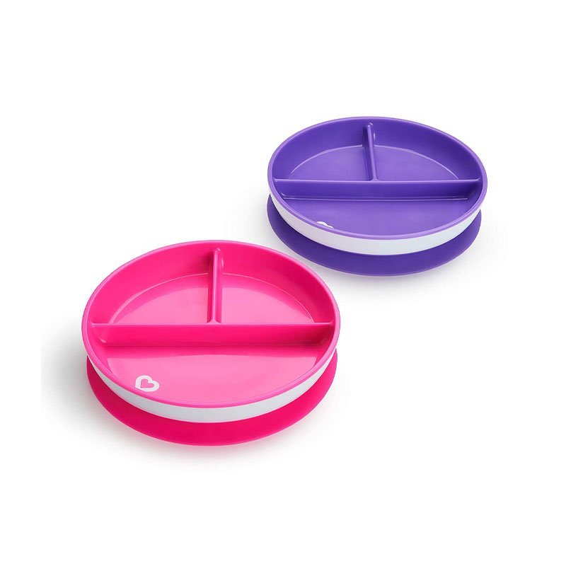 Munchkin Stay Put Divided Suction Plates, Pink/Purple