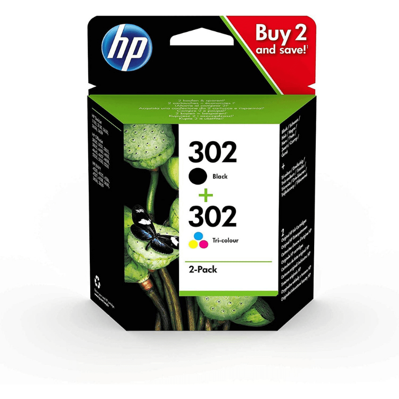 HP X4D37AE 302 Original Ink Cartridges, Black and Tri-colour, Multipack