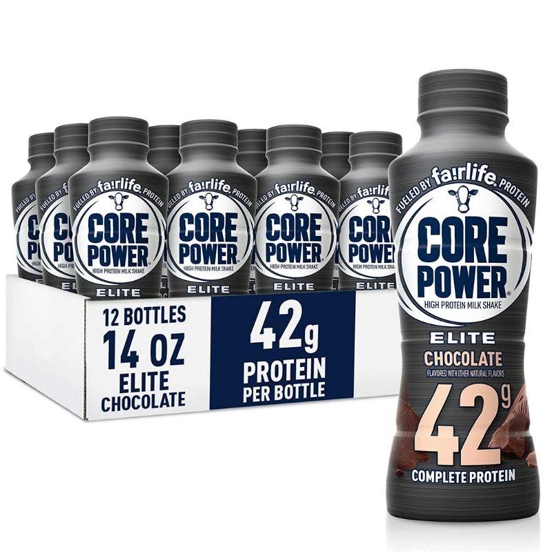 Core Power Elite High Protein Shakes (42g), Chocolate, Ready to Drink for Workout Recovery, 14 fl oz Bottles (12 Pack) – SET OF 2