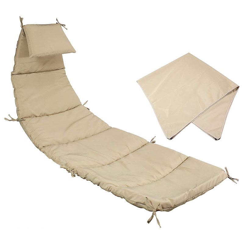 Sunnydaze Outdoor Hanging Lounge Chair Replacement Cushion and Umbrella Fabric – Beige