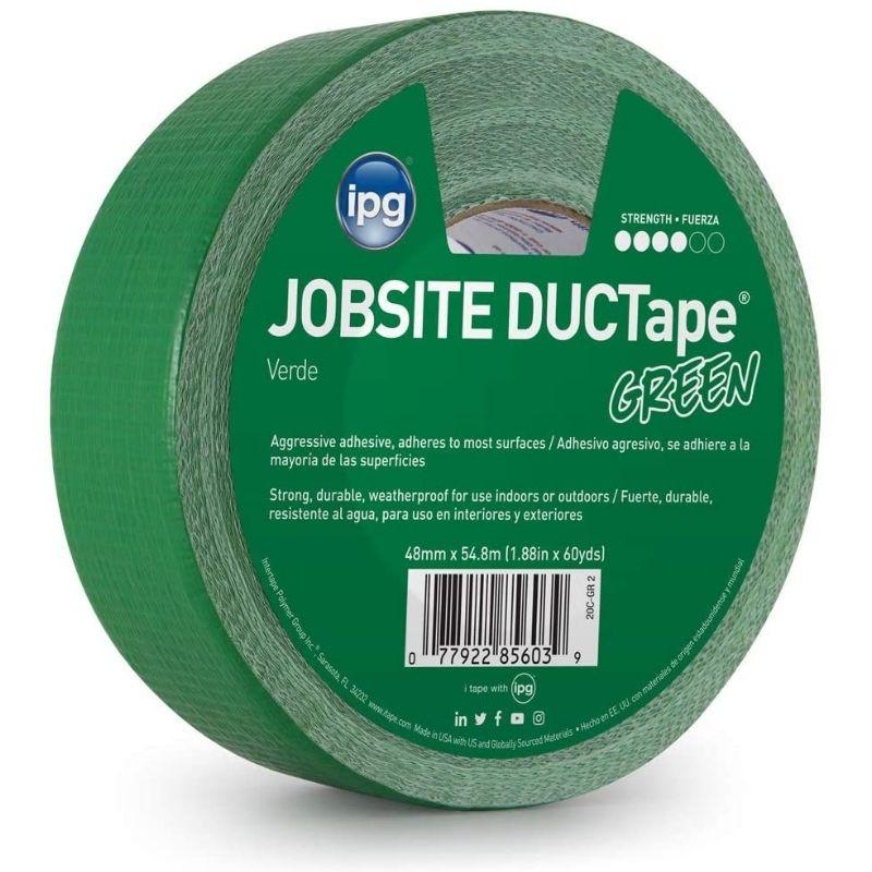 IPG JobSite DUCTape, Colored Duct Tape, 1.88″ x 60 yd, Green (Single Roll)